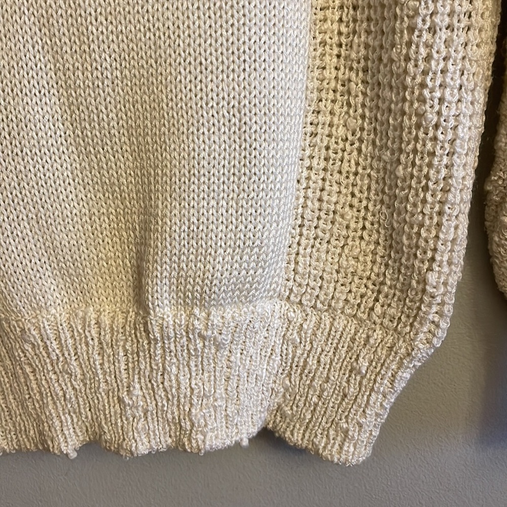 Oversized Vintage Artisanal Cream Cowl Neck Sweater - Picture 15 of 16